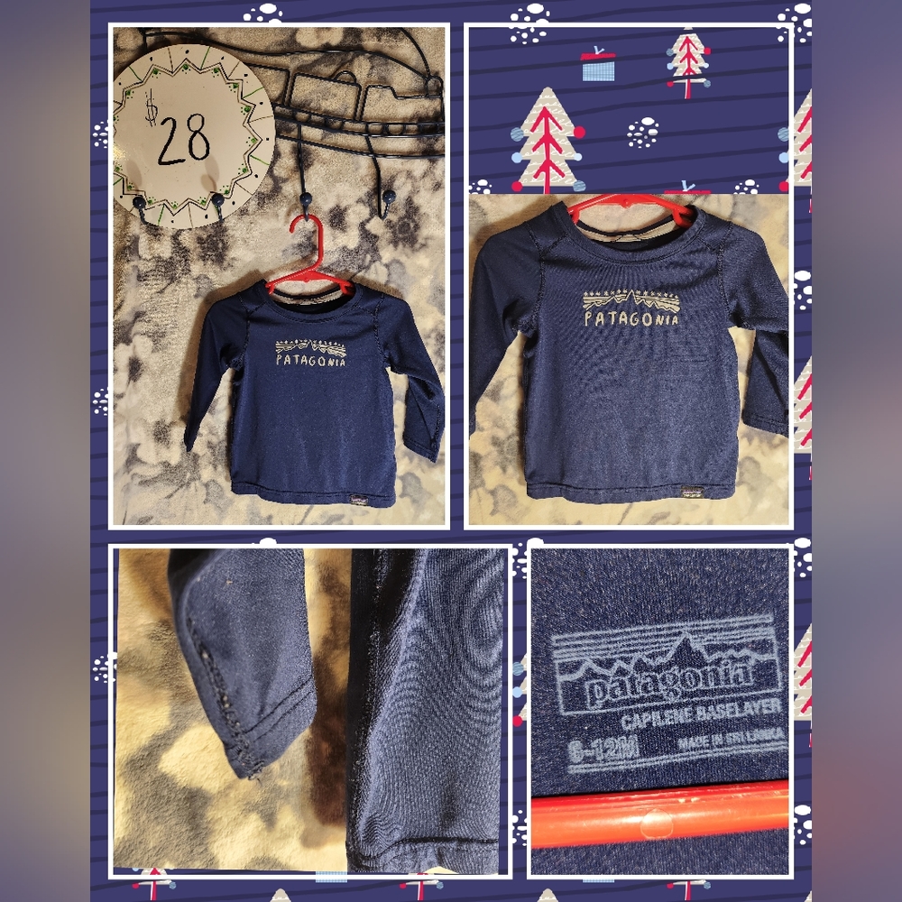 Patagonia 6-12m Infant Baby Long Sleeve Tees Shirt Navy Blue $28